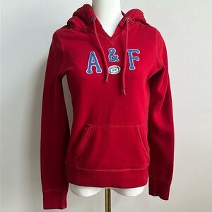 Abercrombie & Fitch Y2K Red Pullover Hoodie Women Size Small Logo Streetwear